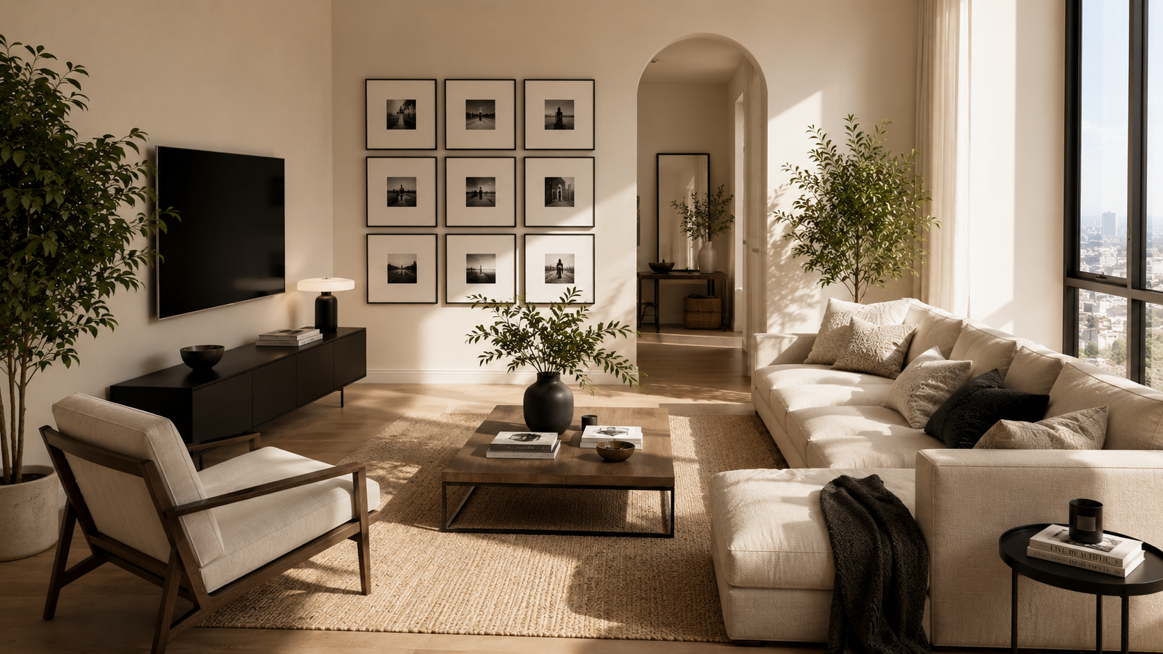 Modern Living Room with Gallery Wall